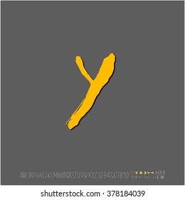 Hand drawn alphabet & number - vector