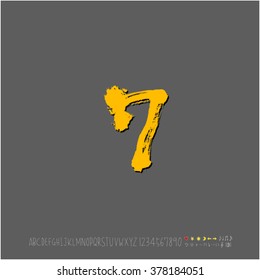 Hand drawn alphabet & number - vector