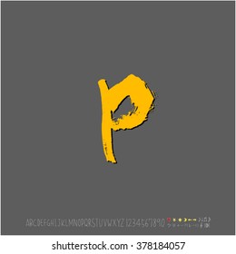 Hand drawn alphabet & number - vector
