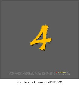 Hand drawn alphabet & number - vector