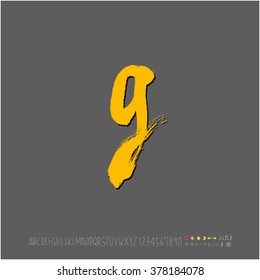 Hand drawn alphabet & number - vector