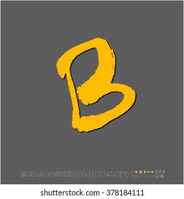 Hand drawn alphabet & number - vector