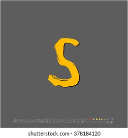Hand drawn alphabet & number - vector