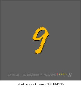 Hand drawn alphabet & number - vector
