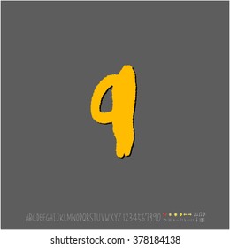 Hand drawn alphabet & number - vector