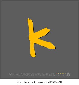 Hand drawn alphabet & number - vector