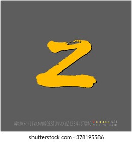 Hand drawn alphabet & number - vector