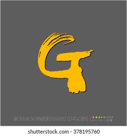 Hand drawn alphabet & number - vector