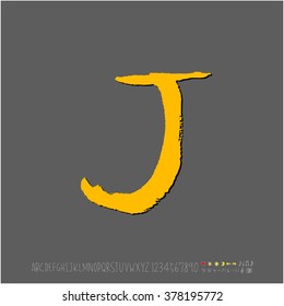 Hand drawn alphabet & number - vector