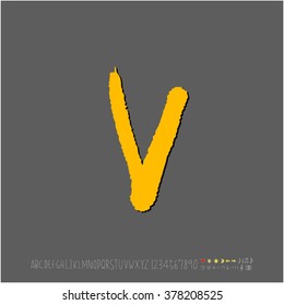 Hand drawn alphabet & number - vector