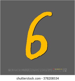 Hand drawn alphabet & number - vector