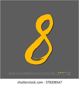 Hand drawn alphabet & number - vector