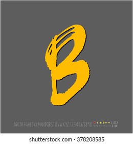 Hand drawn alphabet & number - vector