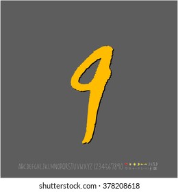 Hand drawn alphabet & number - vector