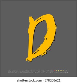 Hand drawn alphabet & number - vector