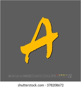 Hand drawn alphabet & number - vector