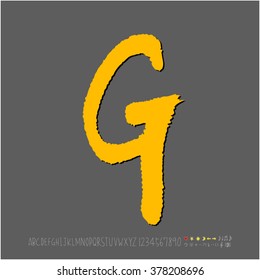 Hand drawn alphabet & number - vector