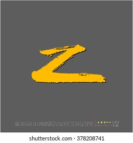 Hand drawn alphabet & number - vector