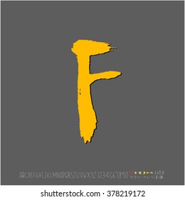 Hand drawn alphabet & number - vector