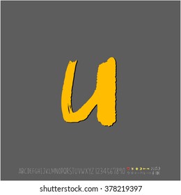 Hand drawn alphabet & number - vector