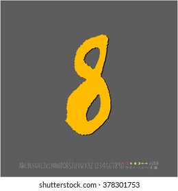 Hand drawn alphabet & number - vector