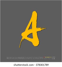 Hand drawn alphabet & number - vector