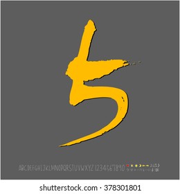 Hand drawn alphabet & number - vector