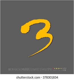Hand drawn alphabet & number - vector