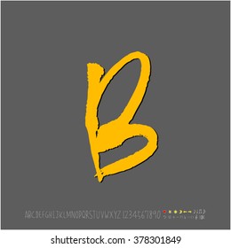 Hand drawn alphabet & number - vector