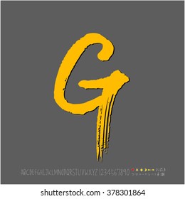 Hand drawn alphabet & number - vector