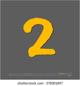 Hand drawn alphabet & number - vector
