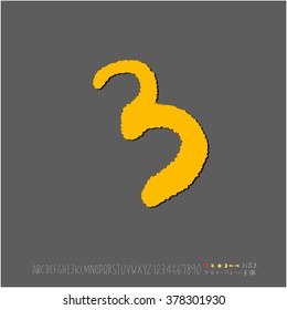 Hand drawn alphabet & number - vector