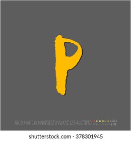 Hand drawn alphabet & number - vector