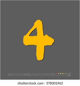 Hand drawn alphabet & number - vector