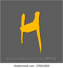 Hand drawn alphabet & number - vector
