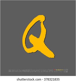 Hand drawn alphabet & number - vector