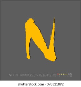 Hand drawn alphabet & number - vector