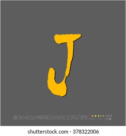 Hand drawn alphabet & number - vector