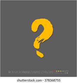 Hand drawn alphabet & number - vector