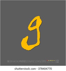 Hand drawn alphabet & number - vector
