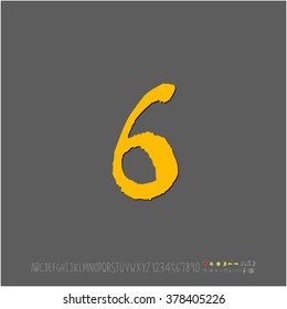 Hand drawn alphabet & number - vector