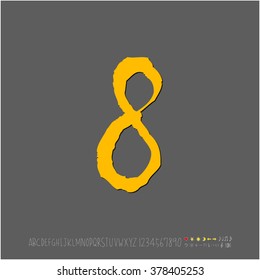 Hand drawn alphabet & number - vector
