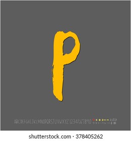 Hand drawn alphabet & number - vector
