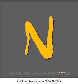 Hand drawn alphabet & number - vector