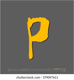 Hand drawn alphabet & number - vector