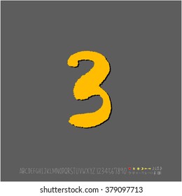Hand drawn alphabet & number - vector