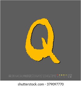 Hand drawn alphabet & number - vector