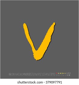 Hand drawn alphabet & number - vector