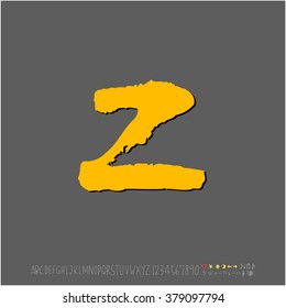 Hand drawn alphabet & number - vector