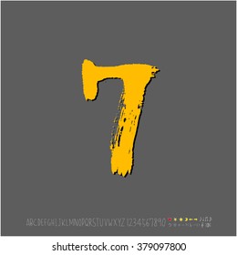 Hand drawn alphabet & number - vector